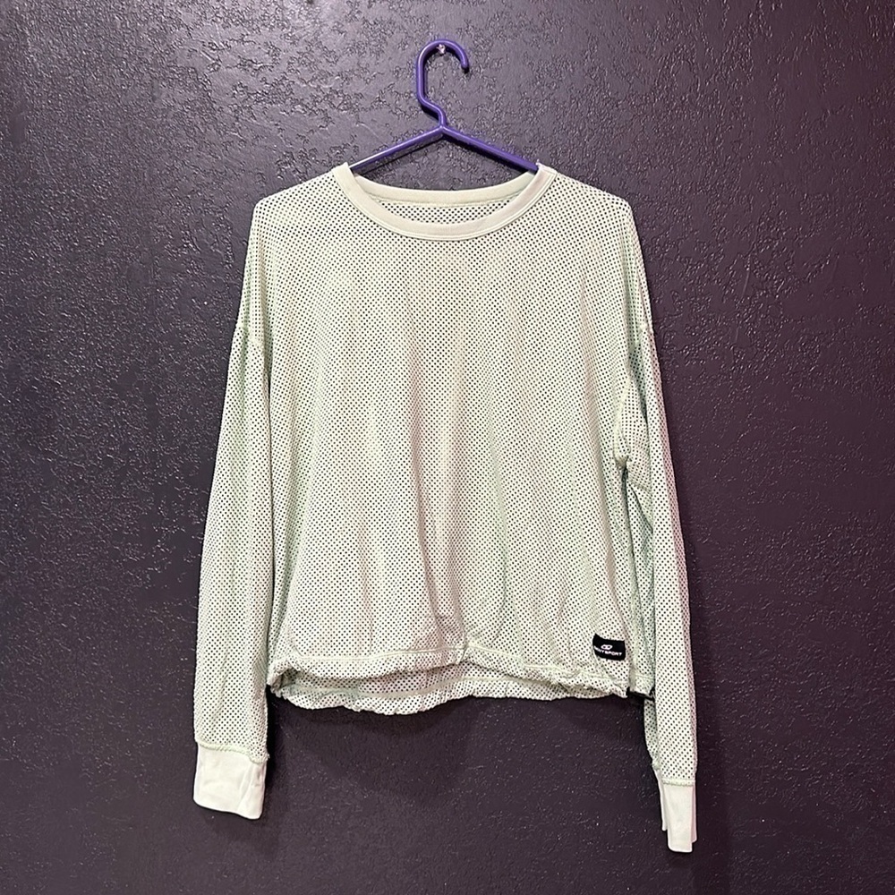 DKNY Mint Green Mesh Long Sleeve Sport Top Size S/M NC0267